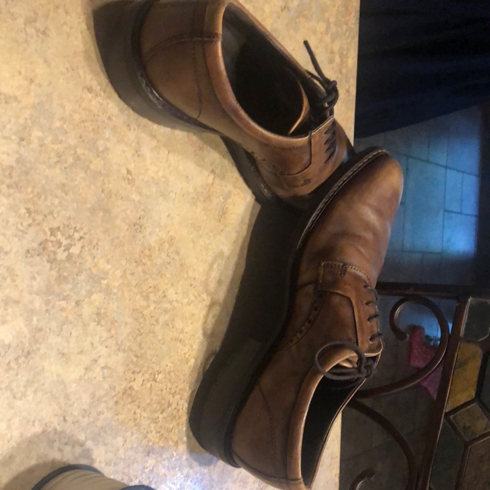 Ecco Vitrus Plain Toe Brown Leather Brogue Derby Oxford Dress Shoes Mens 47